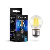 Лампа светодиодная филаментная Voltega E27 6W 4000К прозрачная VG10-G1E27cold6W-F 7024 